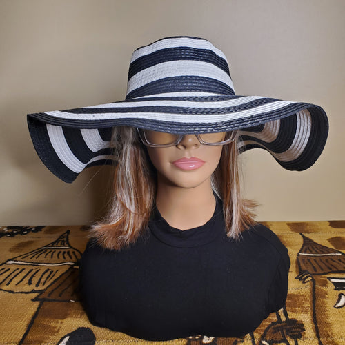 Black and White Striped Sun Hat