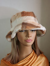 Load image into Gallery viewer, Fuzzy Brown and Tan Plaid Bucket Hat