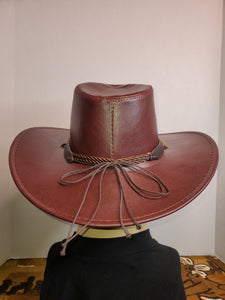 Cowboy Hat with designer band - Burgundy Faux Leather