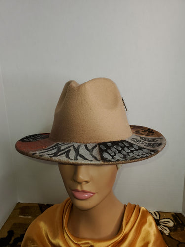 Hand Painted Tan Fedora Hat