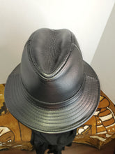Load image into Gallery viewer, Black Leather Bucket Hat