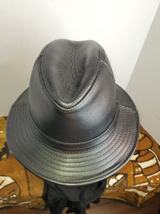 Black Leather Bucket Hat