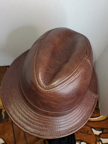 Brown Leather Bucket Hat